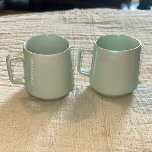 Starbucks Mint Green Ceramic holographic  Mug Set